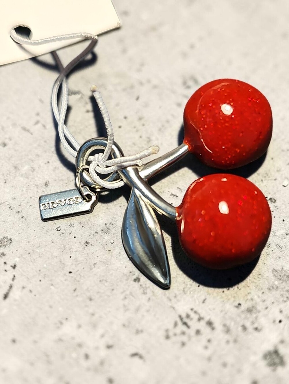 Coach  Nwt Red Cherry Drop Charm  with Silver-Tone Stem - Picture 2 of 4